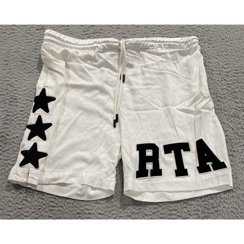RTA Shorts Mens Large White Star Patch Logo Drawstring Casual Lounge Made USA